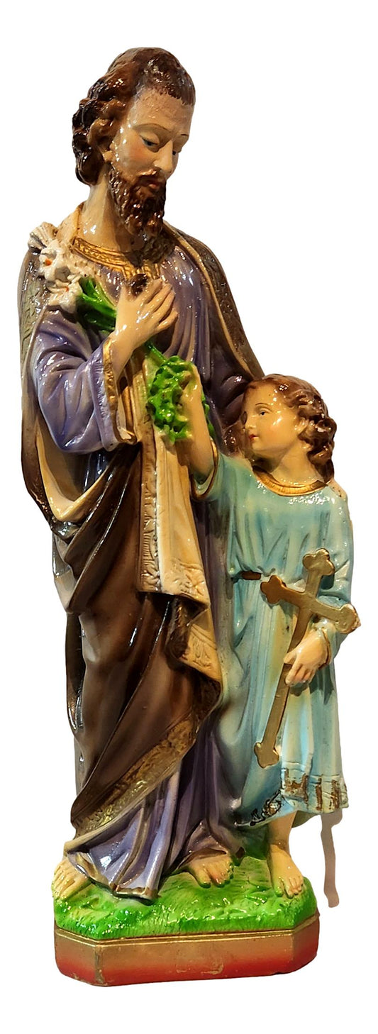 Statue Saint Joseph with Child Chalkware - Ysleta Mission Gift Shop