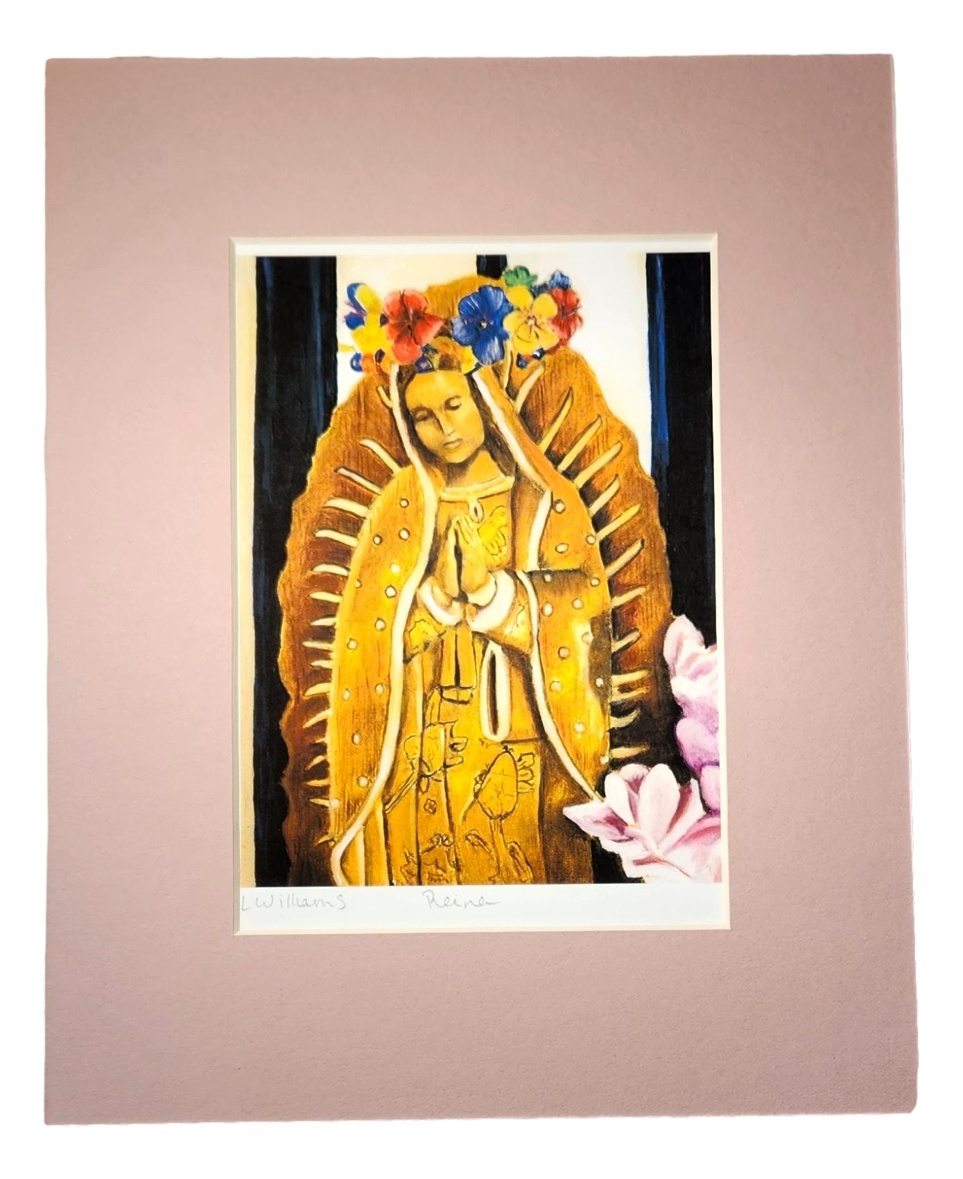 "Reina" Virgen de Guadalupe Print Matted – Original Oil Painting Inspired by Local Mexican Culture 5 X 7 - Ysleta Mission Gift Shop