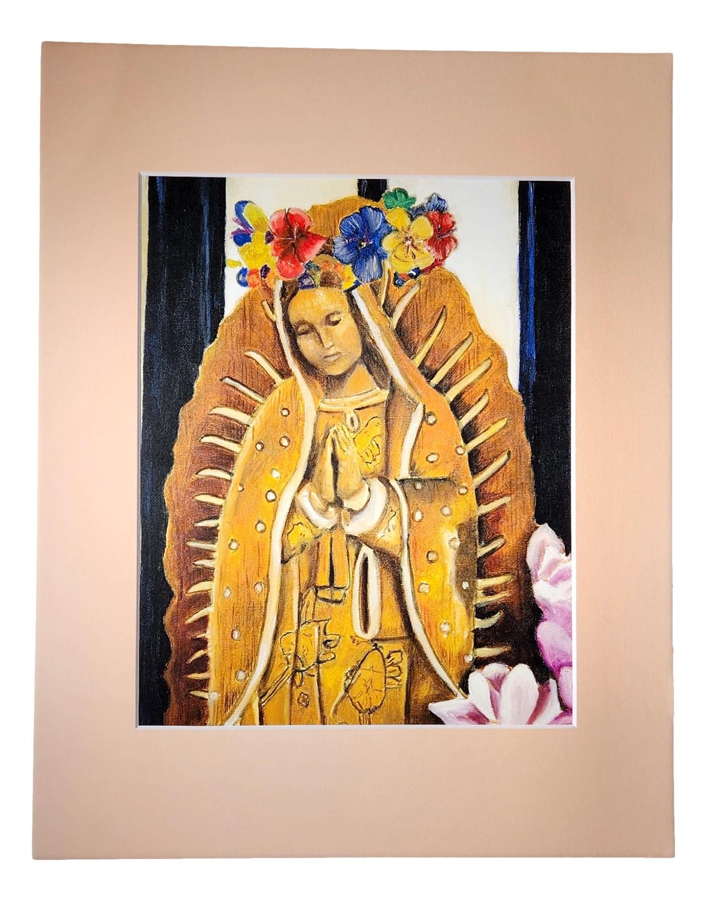 "Reina" Virgen de Guadalupe Oil Painting Matted – Inspired by a Popular El Paso Eatery 8.5 X 11 - Ysleta Mission Gift Shop