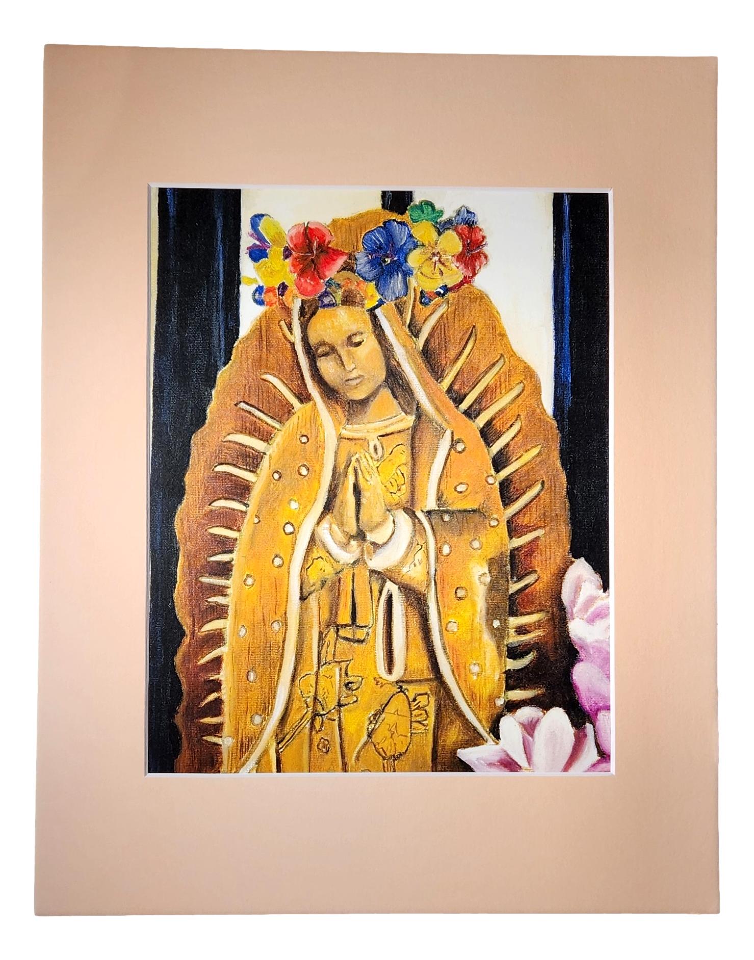 "Reina" Virgen de Guadalupe Oil Painting Matted – Inspired by a Popular El Paso Eatery 8.5 X 11 - Ysleta Mission Gift Shop