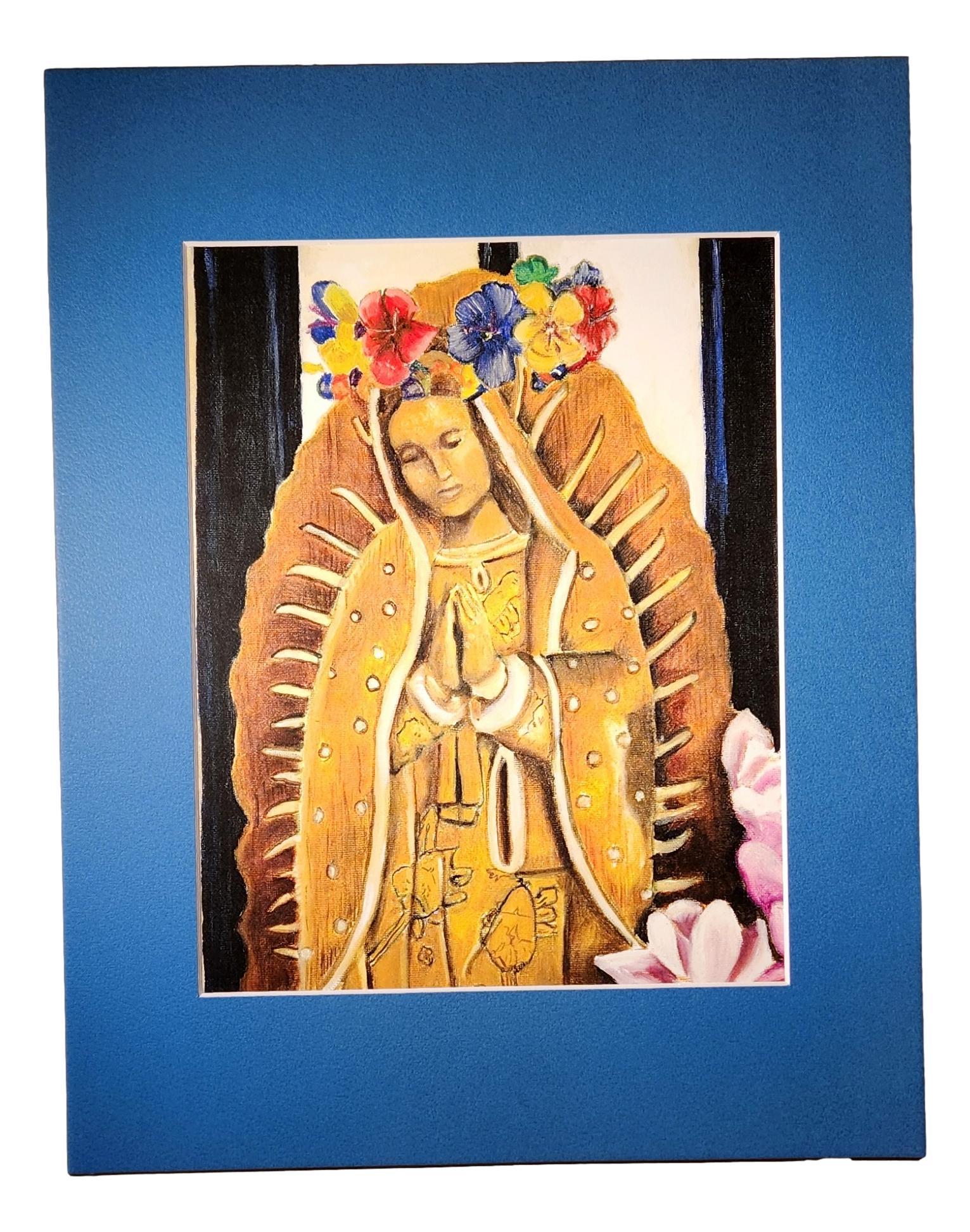 "Reina" Virgen de Guadalupe Oil Painting Matted – Inspired by a Popular El Paso Eatery 8.5 X 11 - Ysleta Mission Gift Shop