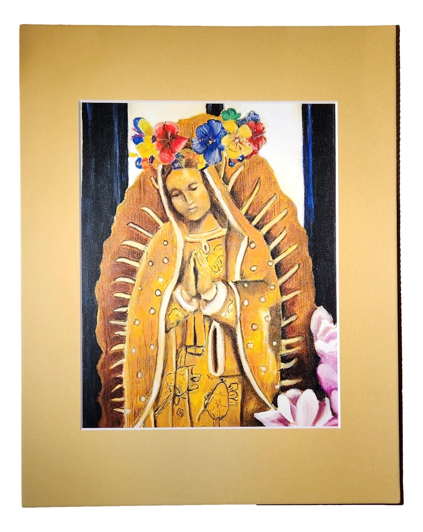 "Reina" Virgen de Guadalupe Oil Painting Matted – Inspired by a Popular El Paso Eatery 8.5 X 11 - Ysleta Mission Gift Shop