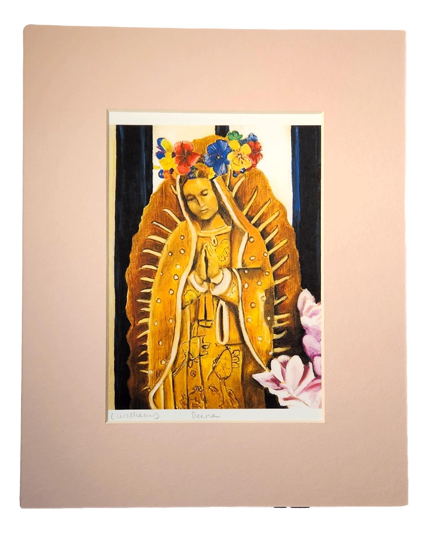 "Reina" Virgen de Guadalupe Print Matted – Original Oil Painting Inspired by Local Mexican Culture 5 X 7 - Ysleta Mission Gift Shop