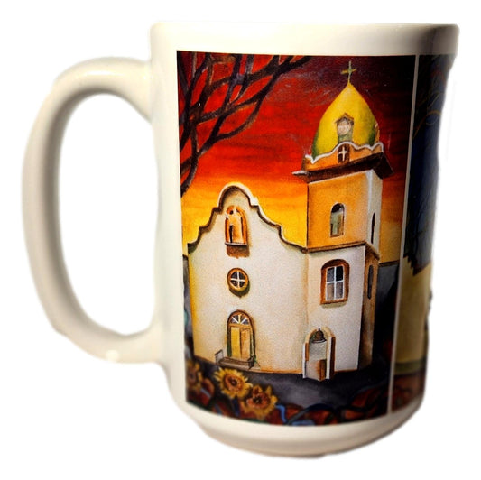 El Paso Missions Ceramic Mug - Artistic Souvenir from the Historical Landmarks - Ysleta Mission Gift Shop