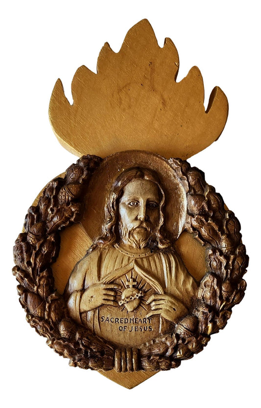 Sacred Heart of Jesus Wall Hanging – Handcrafted Religious Decor 7" x 4.5"