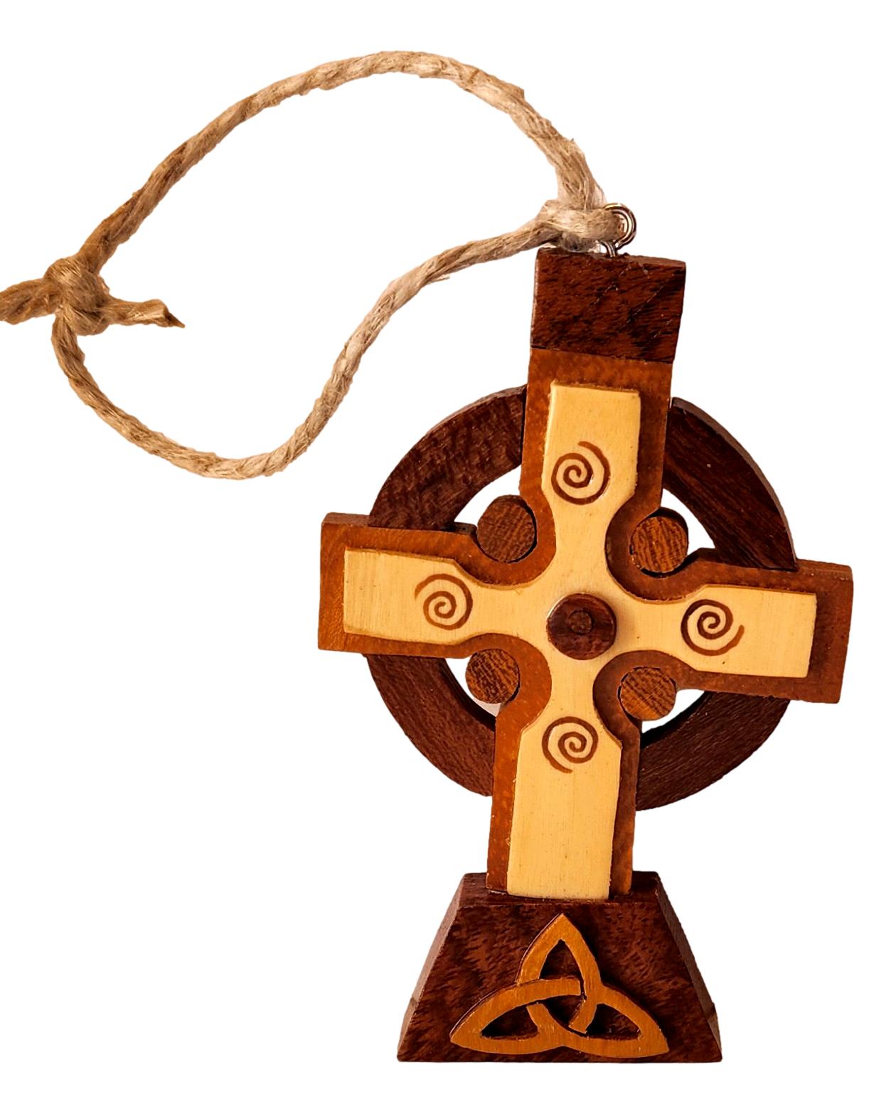 Irish Cross Ornament – Handcrafted Religious Decor 4" x 2.5"