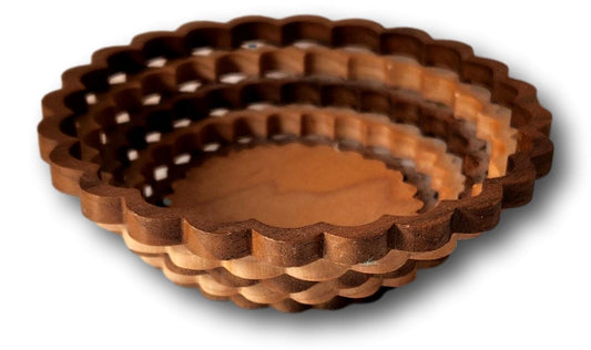 Handcrafted Wood Bowl with Woven Design 4"