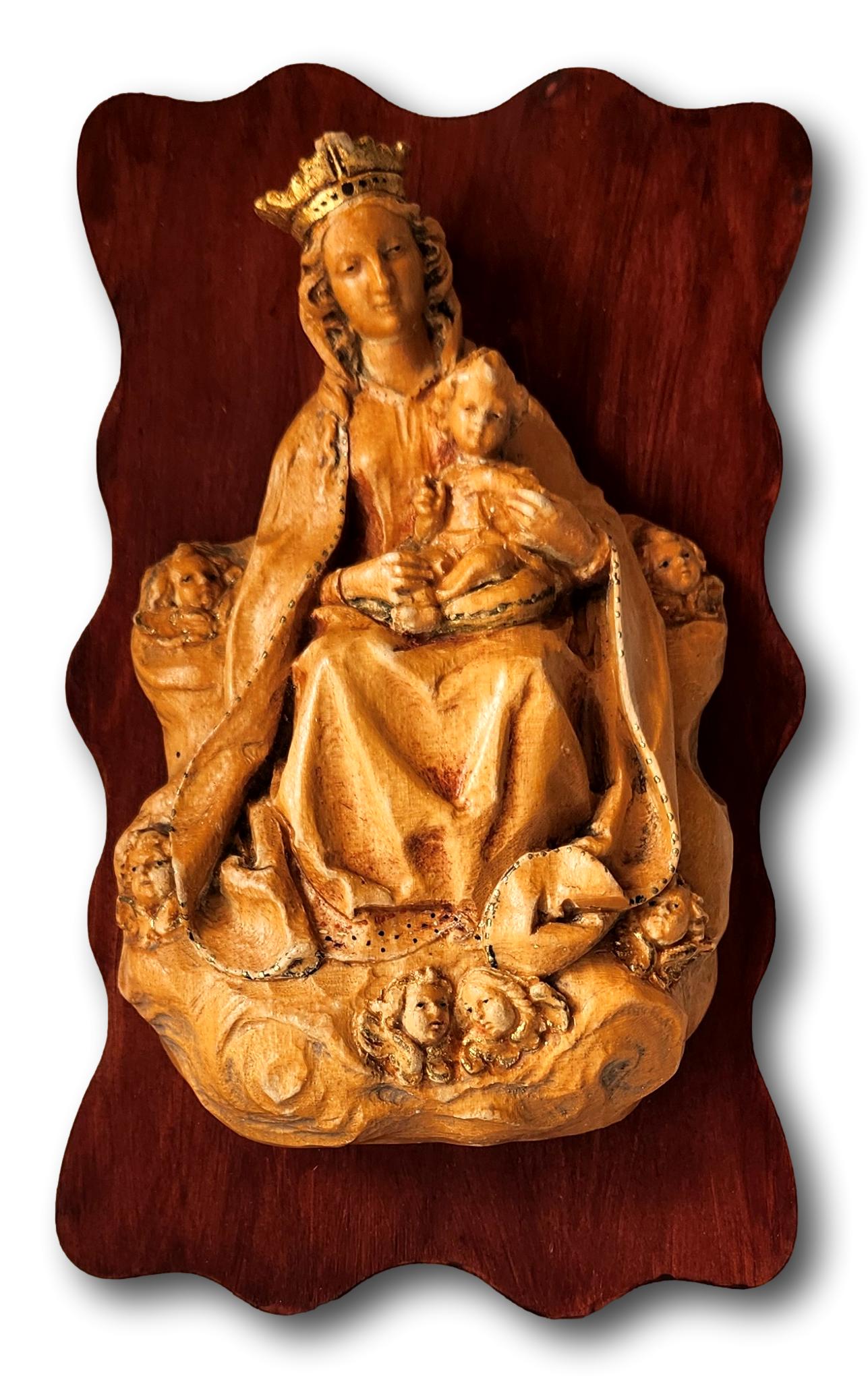 Madonna and Child Wall Hanging Plaque Resin and Wood