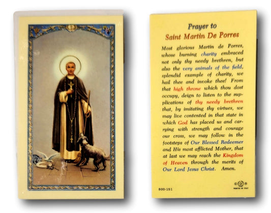 Saint Martin de Porres Laminated Prayer Card – Rare Catholic Keepsake | Humility and Healing Devotion