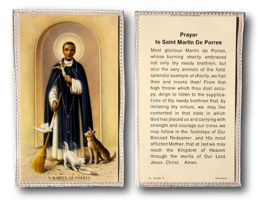 Saint Martin De Porres Laminated Prayer Card – Rare English Catholic Saint Devotion