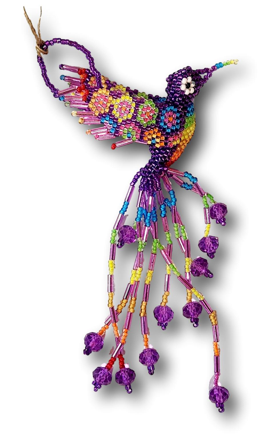 Handcrafted Beaded Hummingbirds Ornament - Mexican Charm for Bag, Keychain & Decor