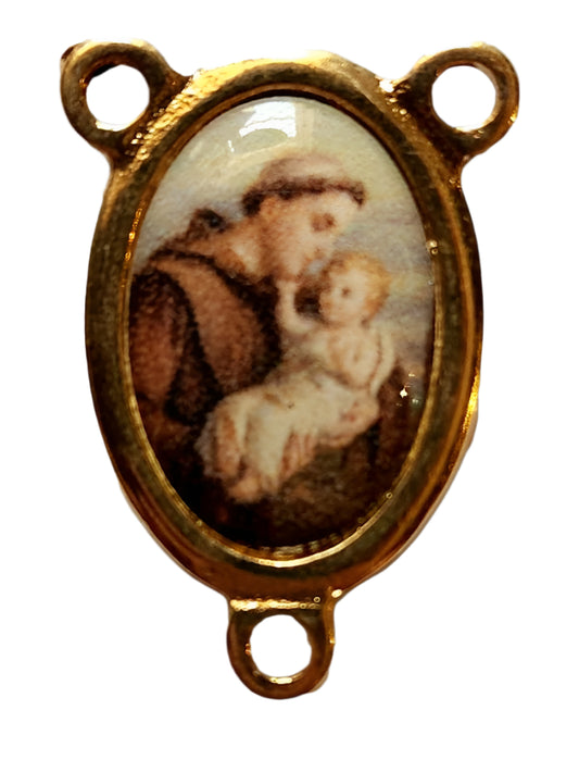 Gold Saint Anthony Rosary Center – Elegant Religious Connector for Custom Catholic Rosaries