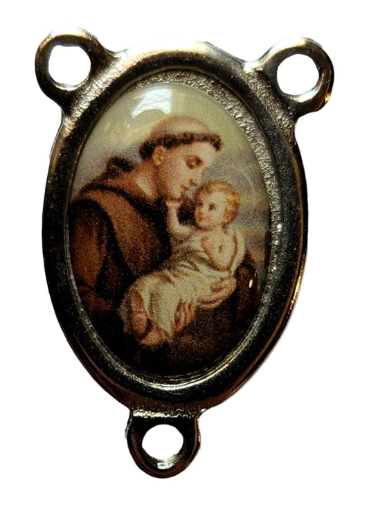 Silver Saint Anthony Rosary Center – Catholic Prayer Bead Connector for Handmade Rosaries