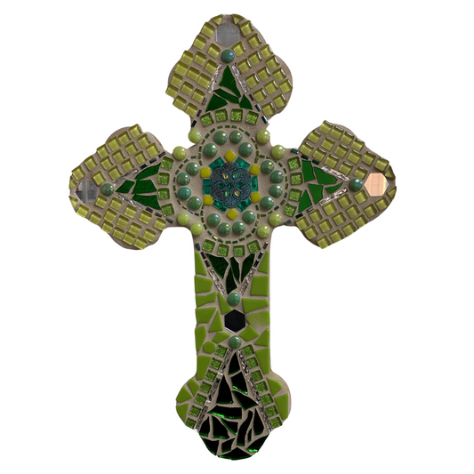 Cross Mosaic Wood Celtic Mirrored Deco Middle 16.5X11.5