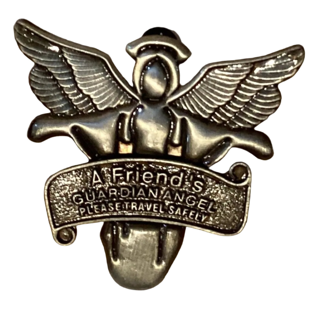 Guardian Angel safe driving visor clip featuring Saint medal, Catholic Christian jewelry, 2.5-inch metal charm with detailed angel design