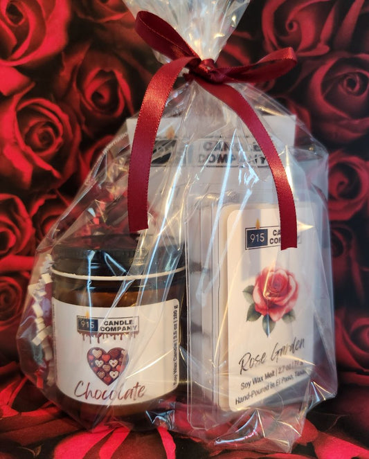 Valentine's Day Candle & Wax Melt Gift Set – Chocolate & Rose Scented Comb