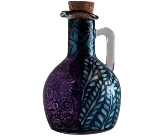 Bottle Cork Stopper Lavender Turquoise Flower Motif