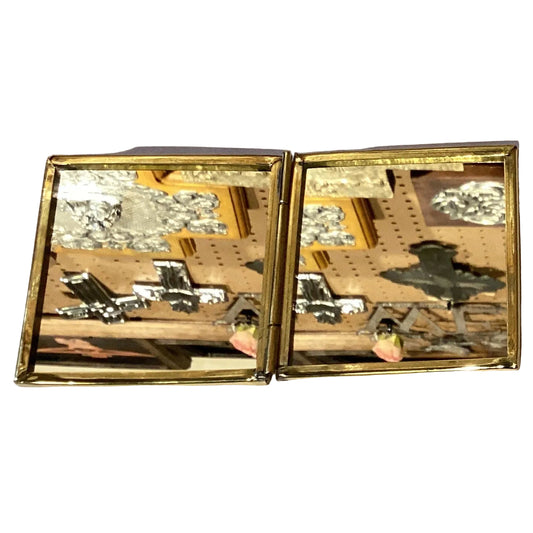Embossed heart centerpiece gift box tin from Ysleta Mission Gift Shop, featuring decorative metal art for home and garden decor.