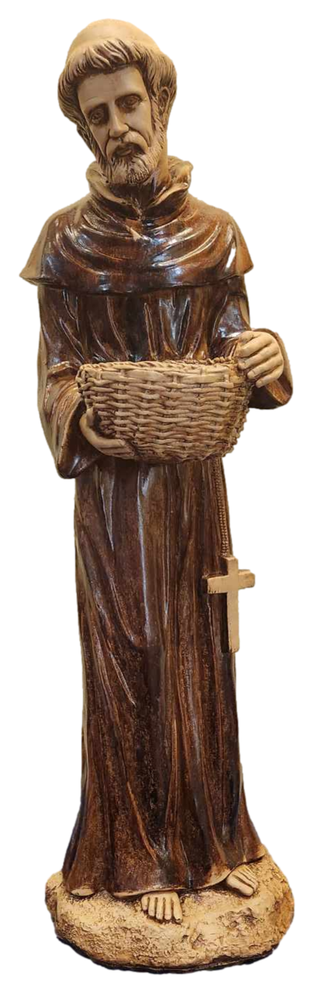 Statue Saint Francis of Assisi with Basket 36x13 inches In-store Only