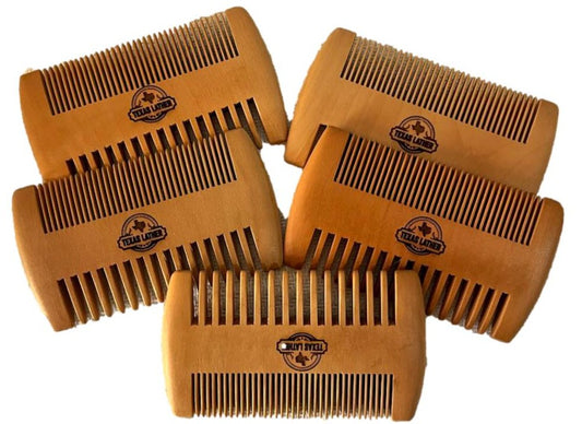 Beard and Mustache Comb Dual Action Teeth Wood  4 x2 Inches
