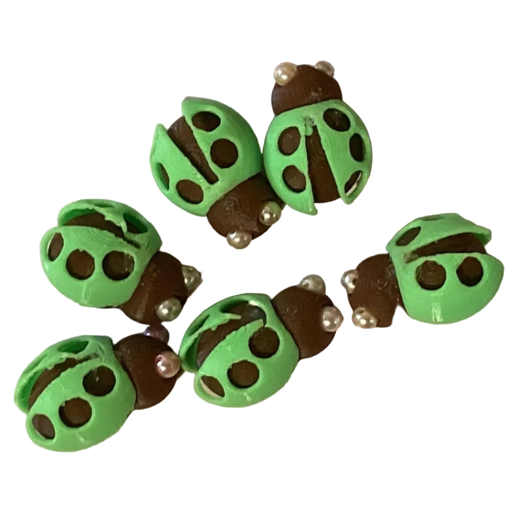 3D Printed Ladybug Figurine 1" | Green & Brown Miniature