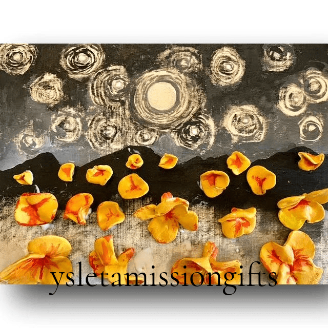3D Night Poppies Painting - Castner Range Acrylic Art - Ysleta Mission Gift Shop