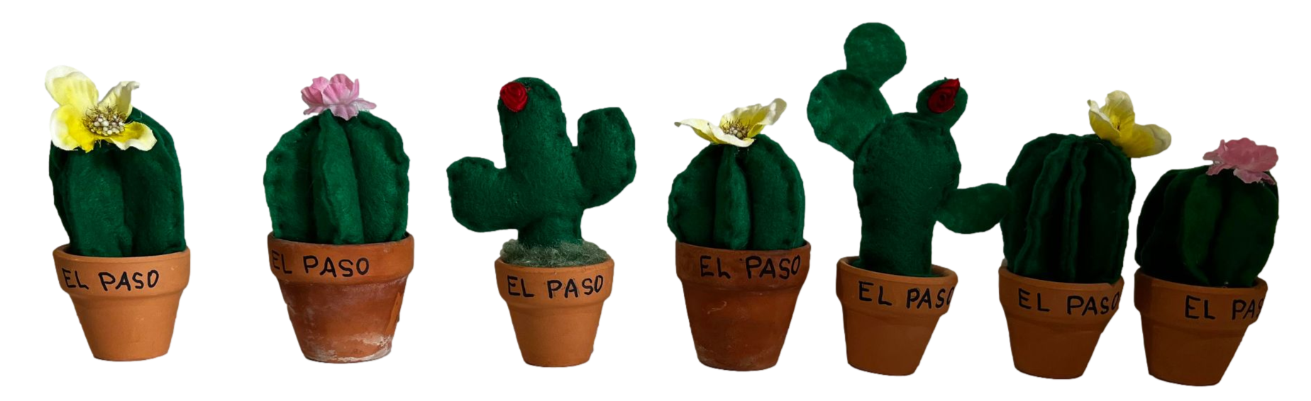 Souvenir Felt Barrel Flowering Cactus Terracotta Pot El Paso Texas Mini Handcrafted 5 Inches H