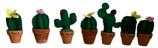 Souvenir Felt Barrel Flowering Cactus Terracotta Pot El Paso Texas Mini Handcrafted 5 Inches H
