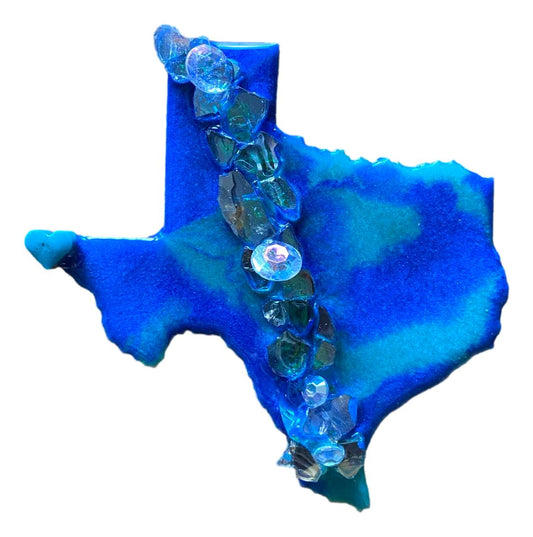 Magnets Texas Shaped Metallic Resin Over Wood Heart Marking El Paso 4 1/2x4