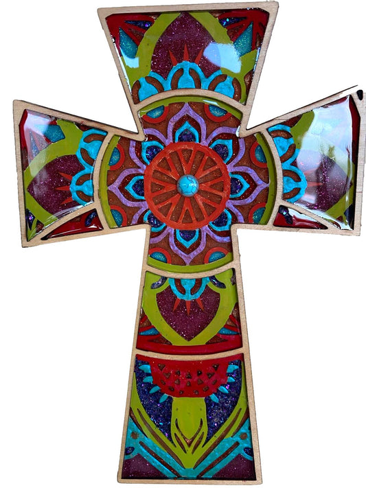Cross Resin Wood Backing Multicolored 10x7