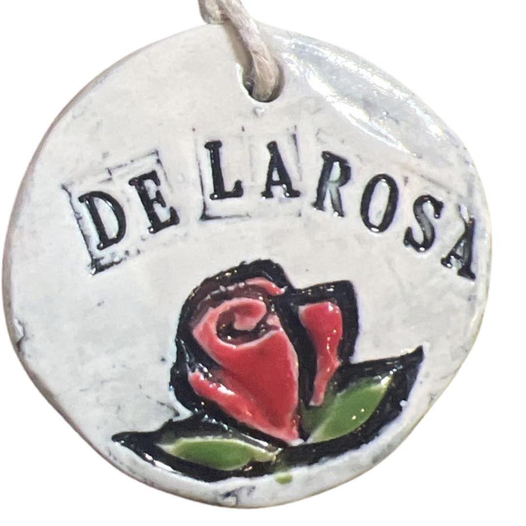 Ornament Del La Rosa Mexican Candy Handcrafted Clay Glazed 2 inches - Ysleta Mission Gift Shop