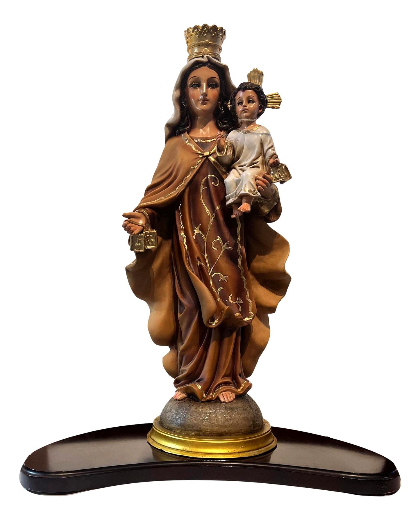 Statue Our Lady of Mount Carmel Scapular Christ Child 23"