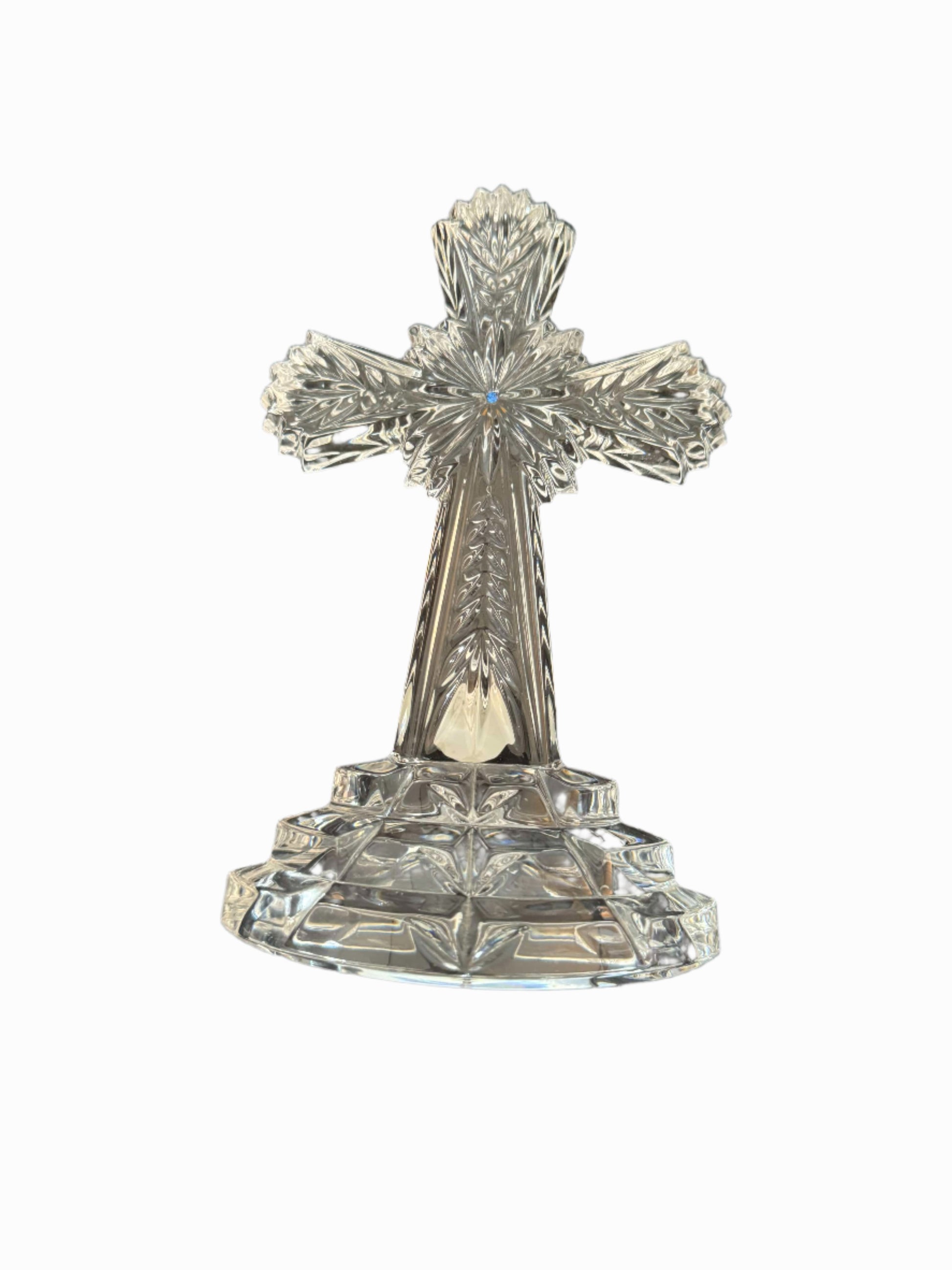 Cross Crystal Table Top Made in Germany H: 8 inches X W: 5 inches - Ysleta Mission Gift Shop