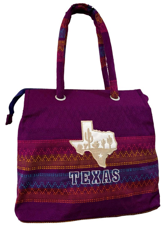 Texas Tote Bag with Zipper – Mexican Made, Fabric Tote, 13" x 15", Various Designs