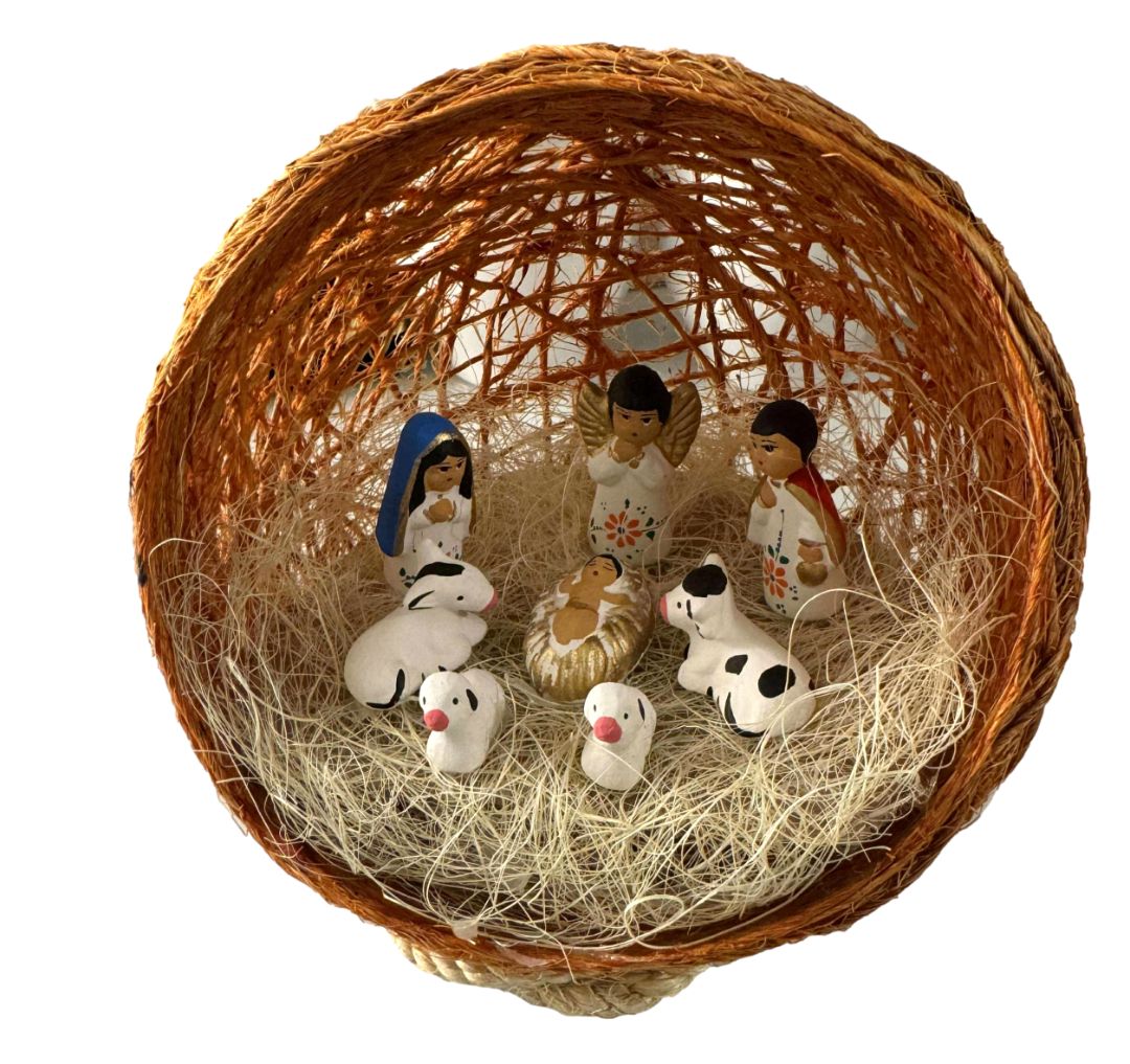 Nativity Scene Clay Figures – Burlap Fiber, Mexican Made, 6.5", Assorted Designs