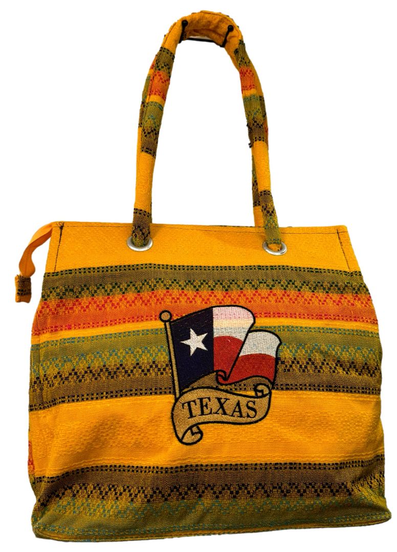 Texas Tote Bag with Zipper – Mexican Made, Fabric Tote, 13" x 15", Various Designs