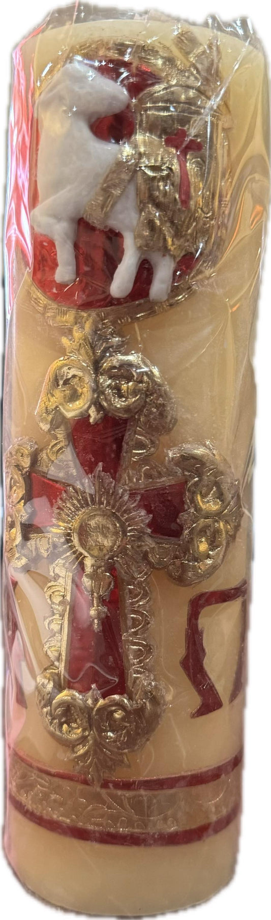 Custody Paschal Candles – Handcrafted Eucharistic Easter Tribute | Cirios Pascuales con Custodia – Tributo Eucarístico de Pascua Hecho a Mano - Ysleta Mission Gift Shop