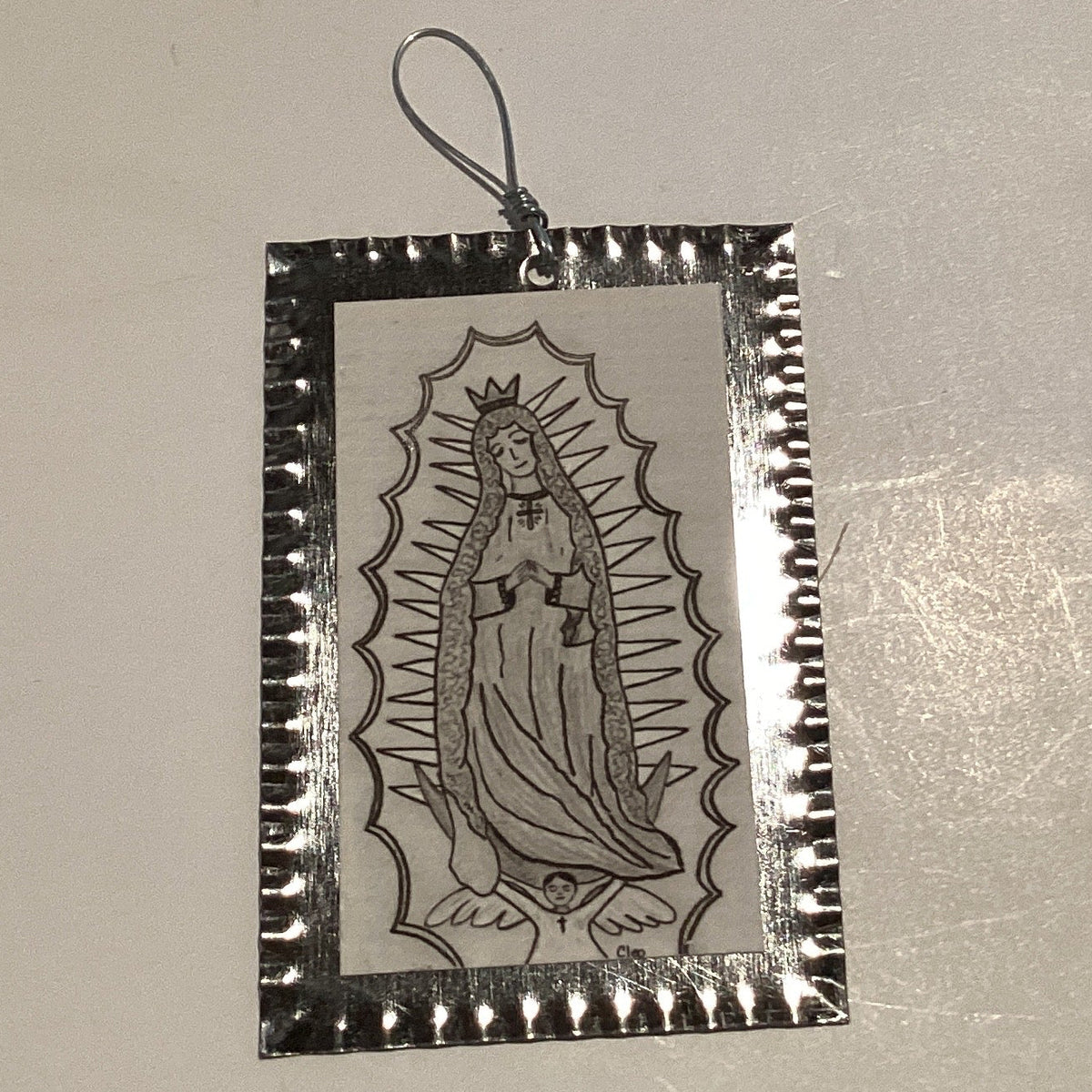 Assorted 2.5-inch tin Catholic saints ornament featuring Christian devotional figures for religious decor or prayer display.