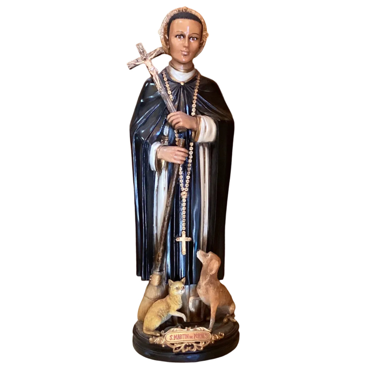 Hand-Painted Saint Benedict 2.5FT Fiberglass Made in Mexico Statue