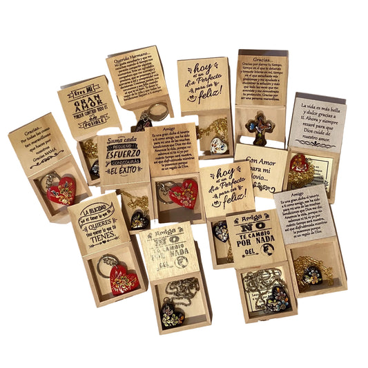 Catholic inspirational keepsake message box with religious design, part of Ysleta Mission Gift Shop's Christian gifts collection.