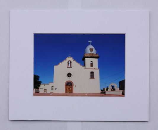 Ysleta Mission Matted Print – 5x7 Art Print on Mat – Historic Catholic Southwest Décor