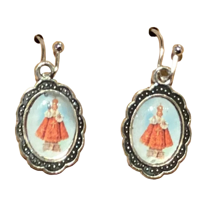 Silver religious dangle earrings featuring faith-inspired Christian symbols, perfect for Catholic and Christian jewelry accessories.