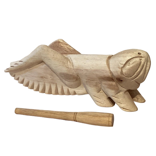 Handcrafted wooden grasshopper figurine from Ysleta Mission Gift Shop, ideal as a decorative home and garden toy.