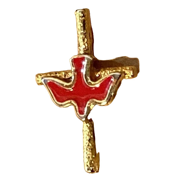 Gold Holy Spirit brooch with intricate design, jewelry and accessories lapel pin, featuring religious symbolism and craftsmanship.