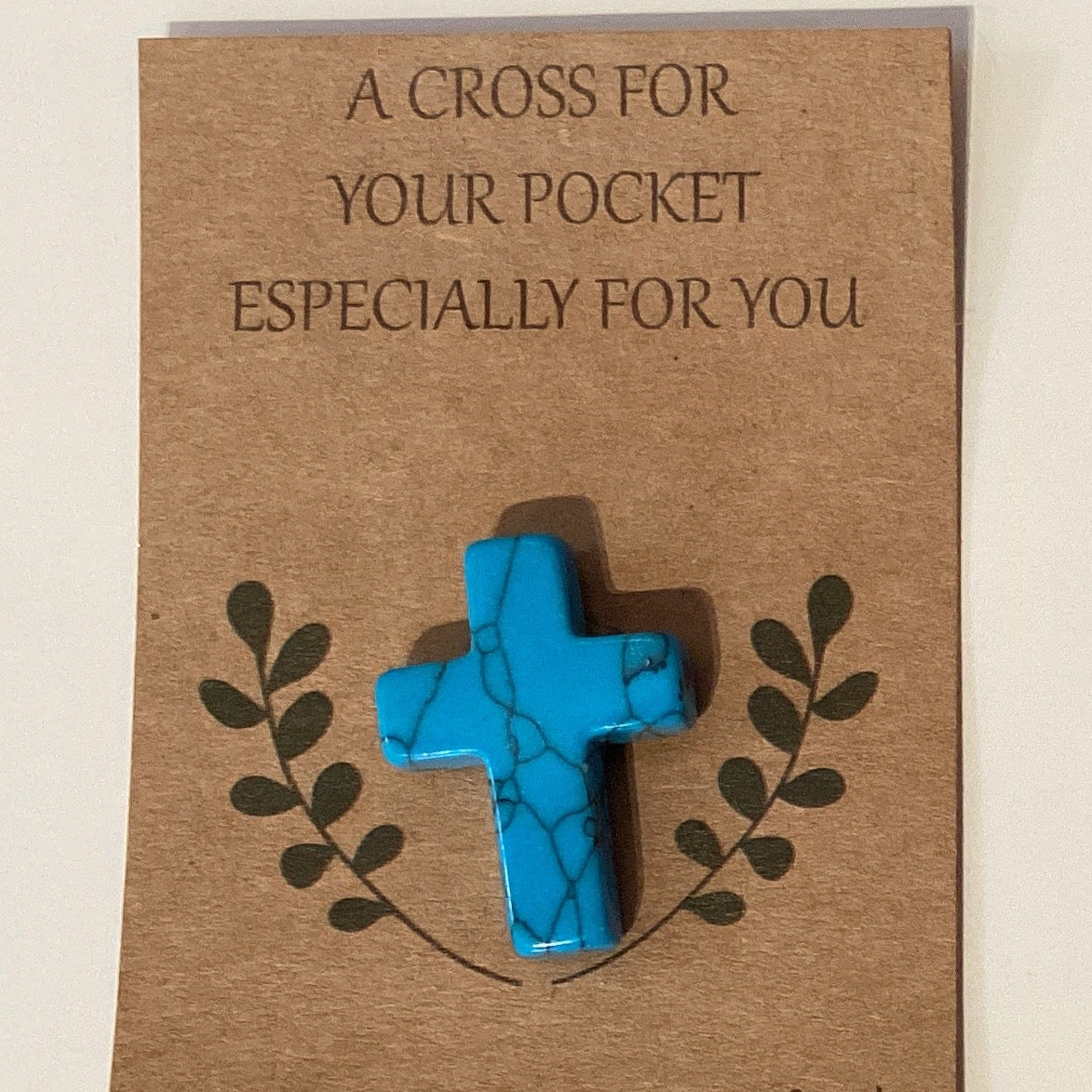 Small Catholic cross pendant with semi-precious stone, 1 inch, from Ysleta Mission Gift Shop, perfect for Christian gift or personal jewelry.