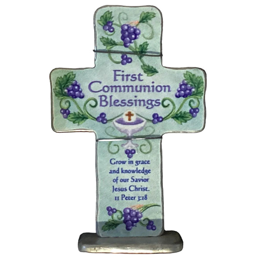 6-inch Catholic Blessings Tabletop Cross featuring intricate Christian design, ideal for First Communion or religious gift.
