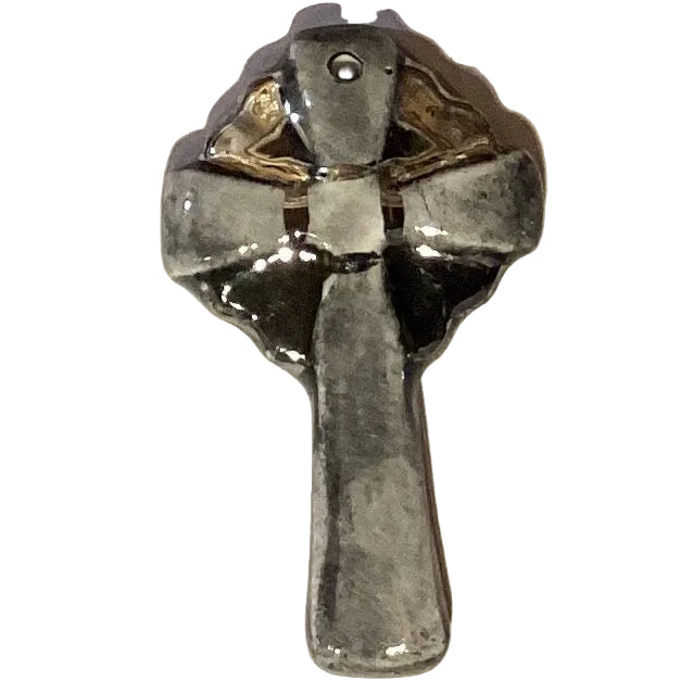 Handmade glazed clay mini crosses, Catholic Christian keepsakes, about 1 inch, with detailed cross design and earthy glaze finish.