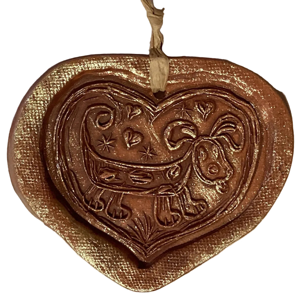Handmade clay 4-inch decorative ornaments from Ysleta Mission Gift Shop, featuring colorful, artisanal designs for home or garden decor.