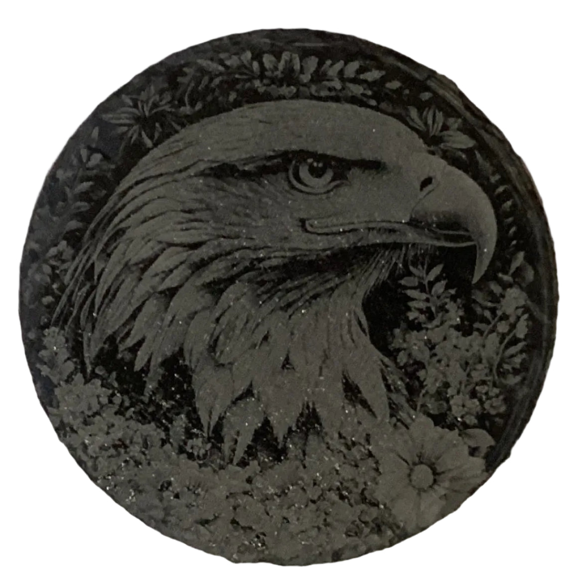 Set of four etched slate coasters from Ysleta Mission Gift Shop featuring assorted decorative designs for home and garden use.