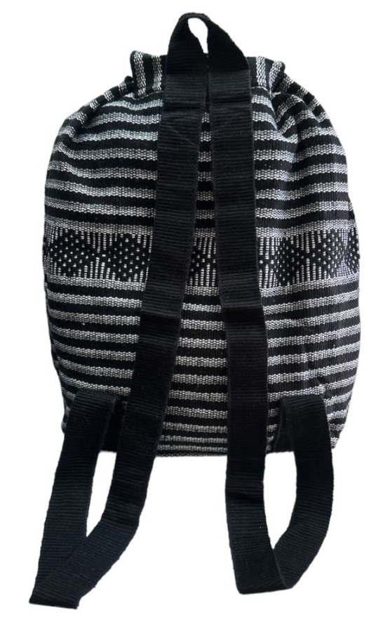 Pinzon Black Lines Backpack Handcrafted Artisan Backpack from Mexico